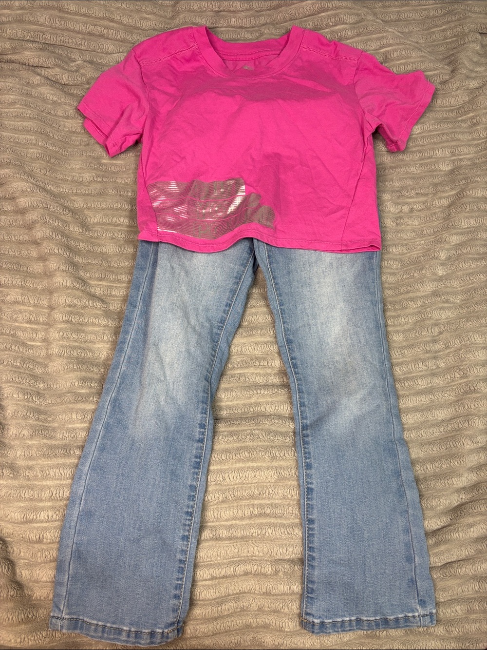 Girls’ Pink T-Shirt and Jeans